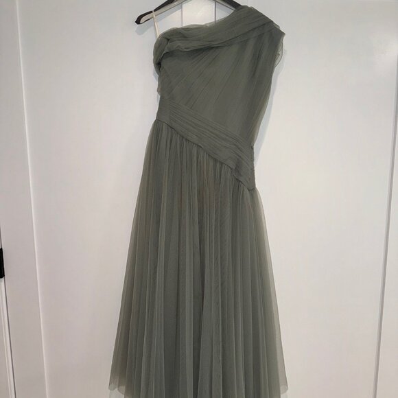 Gemy Maalouf Dress (Mint Long Dress With Flower Design) - Picture 2 of 9